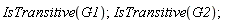 IsTransitive(G1); IsTransitive(G2)