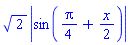 2^(1/2)*abs(sin((1/4)*Pi+(1/2)*x))