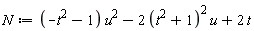 N := (-t^2-1)*u^2-2*(t^2+1)^2*u+2*t