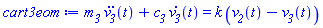 m__3*(diff(diff(v__3(t), t), t))+c__3*(diff(v__3(t), t)) = k*(v__2(t)-v__3(t))