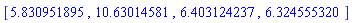 [5.830951895, 10.63014581, 6.403124237, 6.324555320]