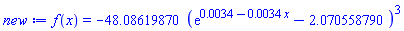 f(x) = -48.08619870*(exp(0.34e-2-0.34e-2*x)-2.070558790)^3