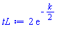 2*exp(-(1/2)*k)
