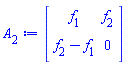 Matrix(2, 2, {(1, 1) = f[1], (1, 2) = f[2], (2, 1) = f[2]-f[1], (2, 2) = 0})