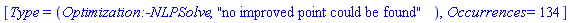 [Type = (Optimization:-NLPSolve, "no improved point could be found"), Occurrences = 134]