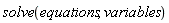 solve(equations, variables)