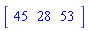 Vector[row](3, {(1) = 45, (2) = 28, (3) = 53})