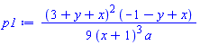 (1/9)*(3+y+x)^2*(-1-y+x)/((x+1)^3*a)