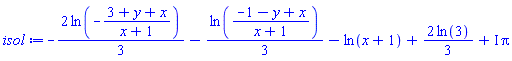 -(2/3)*ln(-(3+y+x)/(x+1))-(1/3)*ln((-1-y+x)/(x+1))-ln(x+1)+(2/3)*ln(3)+I*Pi