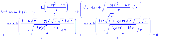 ln(x)-c__1-(1/2)*ln((y(x)^2-6*x)/x)-3*ln((3^(1/2)*y(x)+((3*y(x)^2-16*x)/x)^(1/2)*x^(1/2))/x^(1/2))+(1/2)*arctanh((1/2)*(-16*x^(1/2)+3*y(x)*2^(1/2)*3^(1/2))*2^(1/2)/(((3*y(x)^2-16*x)/x)^(1/2)*x^(1/2)))+(1/2)*arctanh((1/2)*(16*x^(1/2)+3*y(x)*2^(1/2)*3^(1/2))*2^(1/2)/(((3*y(x)^2-16*x)/x)^(1/2)*x^(1/2))) = 0