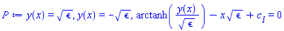 y(x) = epsilon^(1/2), y(x) = -epsilon^(1/2), arctanh(y(x)/epsilon^(1/2))-x*epsilon^(1/2)+c__1 = 0