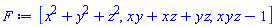 [x^2+y^2+z^2, x*y+x*z+y*z, x*y*z-1]