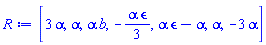 [3*alpha, alpha, alpha*b, -(1/3)*alpha*epsilon, alpha*epsilon-alpha, alpha, -3*alpha]