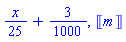 (1/25)*x+3/1000, Units:-Unit(m)