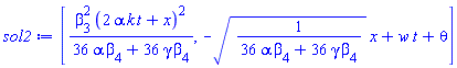 [beta[3]^2*(2*alpha*k*t+x)^2/(36*alpha*beta[4]+36*gamma*beta[4]), -(1/(36*alpha*beta[4]+36*gamma*beta[4]))^(1/2)*x+w*t+theta]