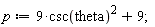 p := 9*csc(theta)^2+9