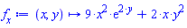 proc (x, y) options operator, arrow; 9*x^2*exp(2*y)+2*x*y^2 end proc