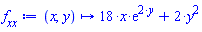 proc (x, y) options operator, arrow; 18*x*exp(2*y)+2*y^2 end proc