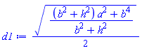 (1/2)*(((b^2+h^2)*a^2+b^4)/(b^2+h^2))^(1/2)