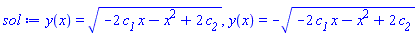 y(x) = (-2*c__1*x-x^2+2*c__2)^(1/2), y(x) = -(-2*c__1*x-x^2+2*c__2)^(1/2)