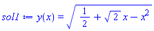 y(x) = (1/2+2^(1/2)*x-x^2)^(1/2)