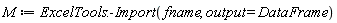 M := ExcelTools:-Import(fname, output = DataFrame)