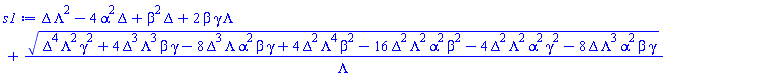 Delta*Lambda^2-4*alpha^2*Delta+beta^2*Delta+2*beta*gamma*Lambda+(Delta^4*Lambda^2*gamma^2+4*Delta^3*Lambda^3*beta*gamma-8*Delta^3*Lambda*alpha^2*beta*gamma+4*Delta^2*Lambda^4*beta^2-16*Delta^2*Lambda^2*alpha^2*beta^2-4*Delta^2*Lambda^2*alpha^2*gamma^2-8*Delta*Lambda^3*alpha^2*beta*gamma)^(1/2)/Lambda