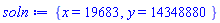 {x = 19683, y = 14348880}