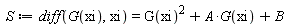 S := diff(G(xi), xi) = G(xi)^2+A*G(xi)+B
