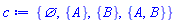 {{}, {A}, {B}, {A, B}}