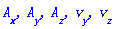 A__x, A__y, A__z, v__y, v__z
