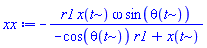-r1*x(t)*omega*sin(theta(t))/(-cos(theta(t))*r1+x(t))