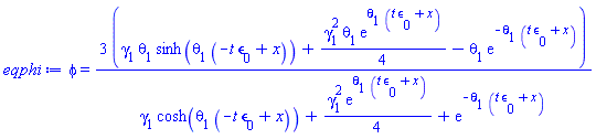 phi(x, t) = 3*(gamma[1]*theta[1]*sinh(theta[1]*(-t*epsilon[0]+x))+(1/4)*gamma[1]^2*theta[1]*exp(theta[1]*(t*epsilon[0]+x))-theta[1]*exp(-theta[1]*(t*epsilon[0]+x)))/(gamma[1]*cosh(theta[1]*(-t*epsilon[0]+x))+(1/4)*gamma[1]^2*exp(theta[1]*(t*epsilon[0]+x))+exp(-theta[1]*(t*epsilon[0]+x)))