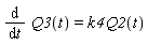 diff(Q3(t), t) = k4*Q2(t)