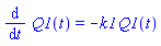 diff(Q1(t), t) = -k1*Q1(t)