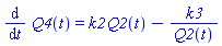 diff(Q4(t), t) = k2*Q2(t)-k3/Q2(t)
