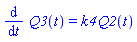diff(Q3(t), t) = k4*Q2(t)