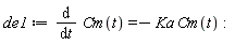 de1 := diff(Cm(t), t) = -Ka*Cm(t)