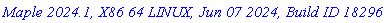 `Maple 2024.1, X86 64 LINUX, Jun 07 2024, Build ID 1829667`