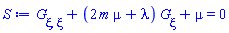 diff(diff(G(xi), xi), xi)+(2*m*mu+lambda)*(diff(G(xi), xi))+mu = 0