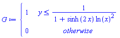 G := piecewise(y <= 1/(1+sinh(2*x)*ln(x)^2), 1, 0)