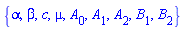 {alpha, beta, c, mu, A[0], A[1], A[2], B[1], B[2]}