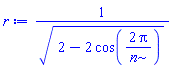 1/(2-2*cos(2*Pi/n))^(1/2)