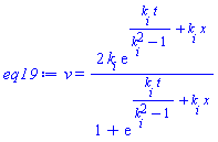 v(x, t) = 2*k[i]*exp(k[i]*t/(k[i]^2-1)+k[i]*x)/(1+exp(k[i]*t/(k[i]^2-1)+k[i]*x))