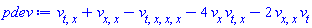 diff(diff(v(x, t), t), x)+diff(diff(v(x, t), x), x)-(diff(diff(diff(diff(v(x, t), t), x), x), x))-4*(diff(v(x, t), x))*(diff(diff(v(x, t), t), x))-2*(diff(diff(v(x, t), x), x))*(diff(v(x, t), t))