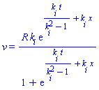 v(x, t) = R*k[i]*exp(k[i]*t/(k[i]^2-1)+k[i]*x)/(1+exp(k[i]*t/(k[i]^2-1)+k[i]*x))