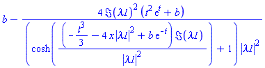 b-4*Im(lambda1)^2*(t^2*exp(t)+b)/((cosh((-(1/3)*t^3-4*x*abs(lambda1)^2+b*exp(-t))*Im(lambda1)/abs(lambda1)^2)+1)*abs(lambda1)^2)