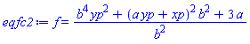 f(x, y, t) = (b^4*yp^2+(a*yp+xp)^2*b^2+3*a)/b^2