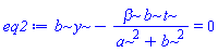 b*y-beta*b*t/(a^2+b^2) = 0