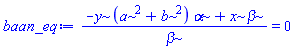 (-y*(a^2+b^2)*alpha+x*beta)/beta = 0